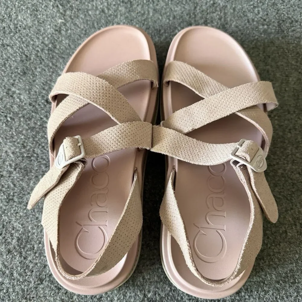 Chaco Townes Midform Sandal Pink Suede Strappy Platform Size 10 Cute Cottagecore